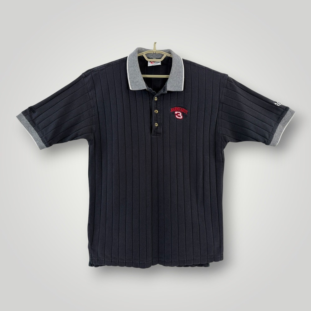 Vintage Chase Authentics Dale Earnhardt NASCAR Ribbed Polo Shirt Mens XL Black